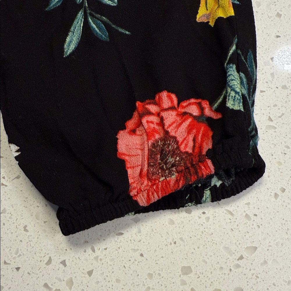Old Navy Black Floral Tie Back Mini Dress Womens Medium - Picture 10 of 11
